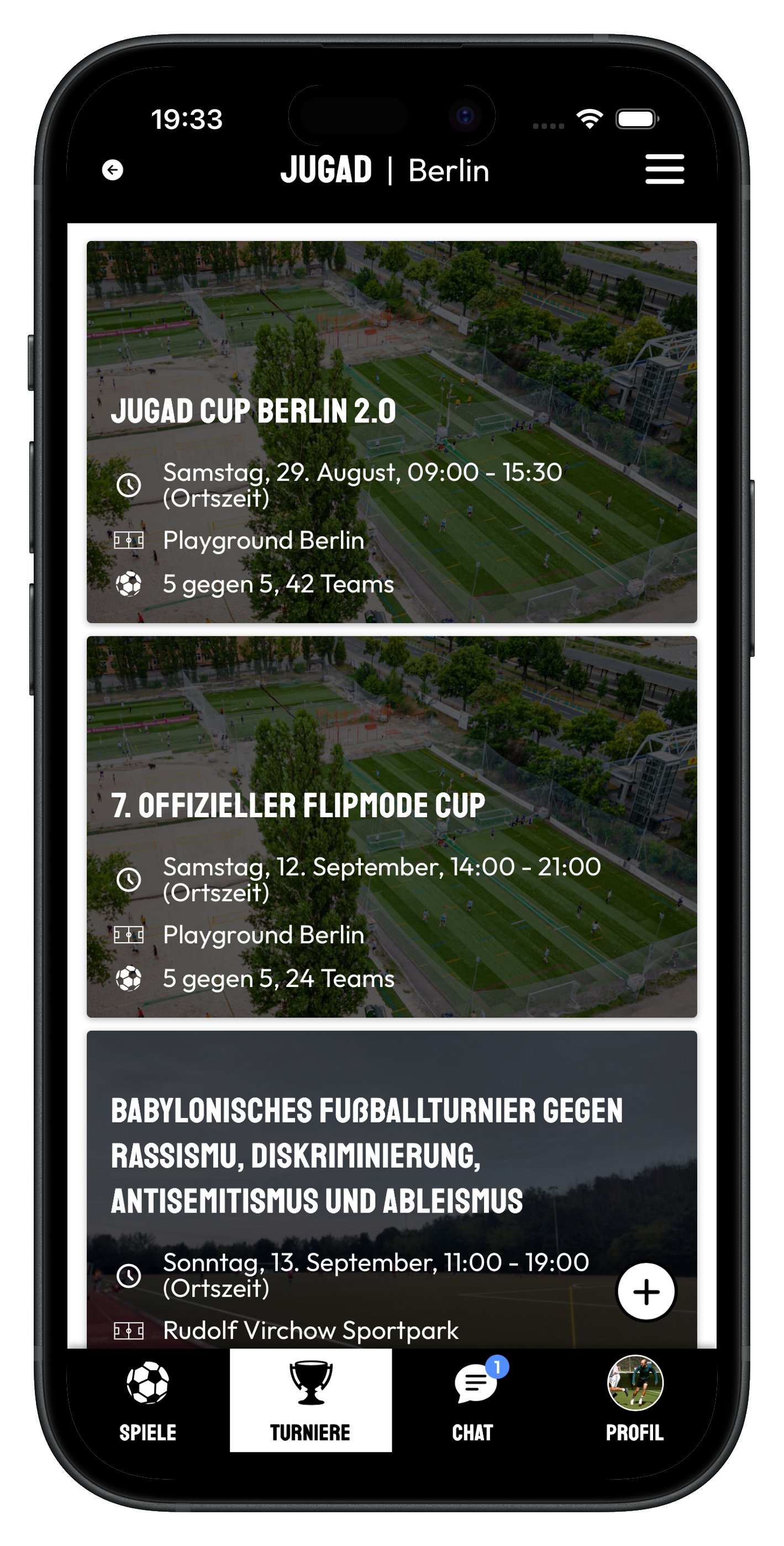JUGAD App: Freizeit-Turniere in der Nähe